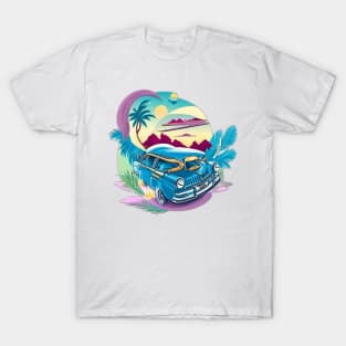 funny car watercolor painting style illustration T-Shirt